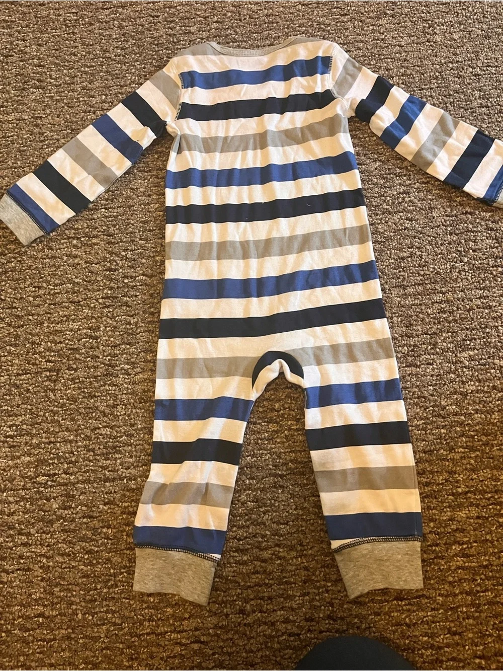 Carter's Blue, Gray and White Striped Long-Sleeve Footie